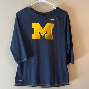 MICHIGAN Womens Nike Dri-Fit 3/4 sleeve tshirt